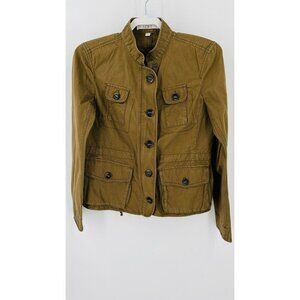 Anne Taylor Loft Olive Field Jacket Size S Women's Button Zip Drawstring Close